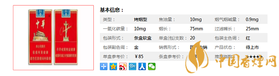 中华金短支香烟8月18日上市 价格85元一包