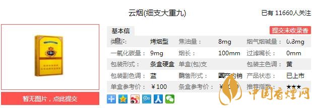 云烟细支大重九价格及口感 高端细支产品的代表作