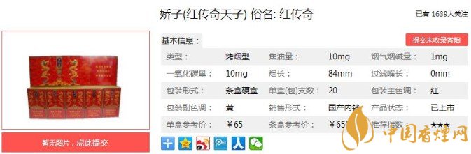 香烟中的完美形象，娇子红传奇天子的价格及口感分析！