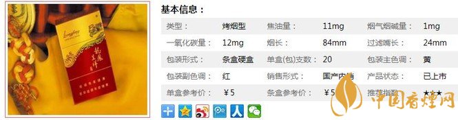 龙凤呈祥佳品价格及参数 一款低价高配香烟！