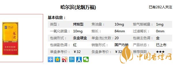 龙烟福万多少钱一包 哈尔滨龙烟万福价格图片