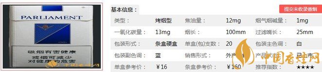 百乐门香烟价格表 百乐门蓝参数及口感分析
